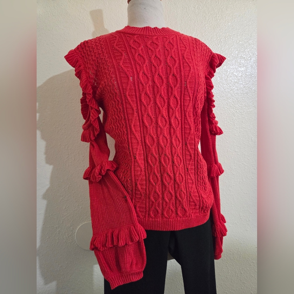 Cold Shoulder Cable Knit Sweater